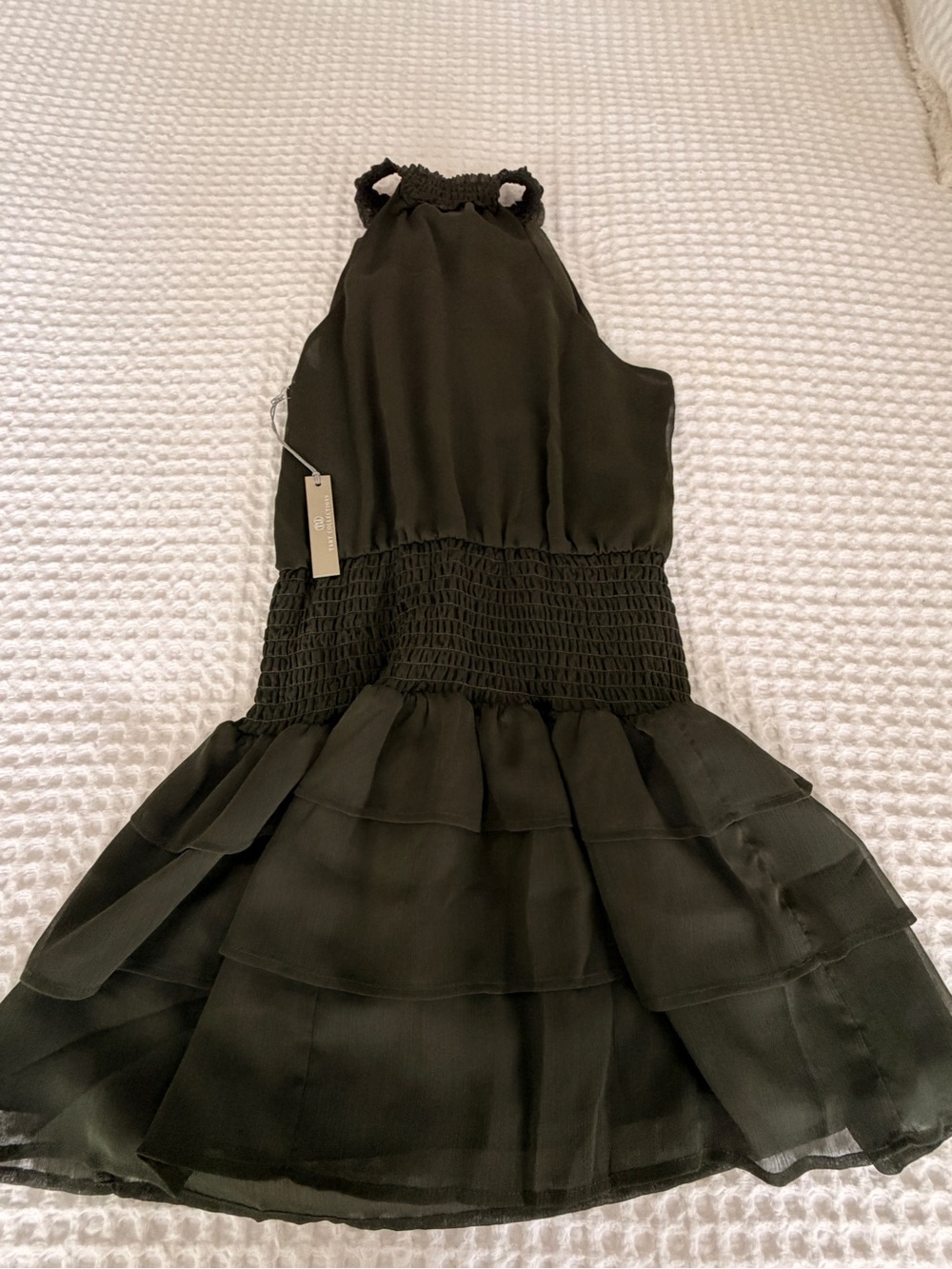 Tart Olive Green One-Shoulder Tiered Dress